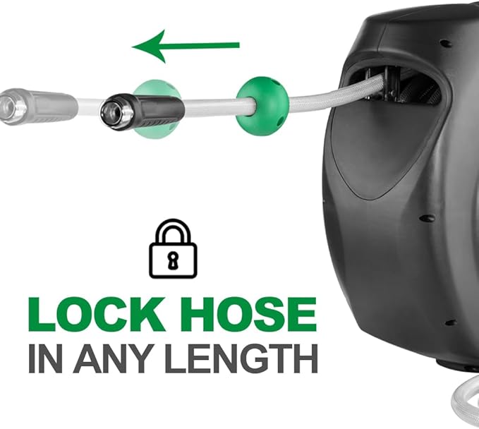 Retractable Garden Hose Reel, 120Ft x 1/2" Durable Wall Mounted Water Hose Reel with 180¡ãSwivel