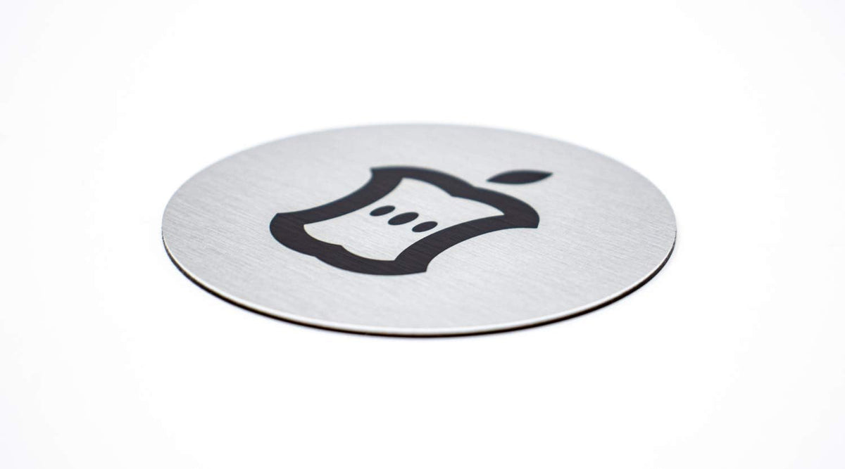Metal Compost Sign | 2” Round, Compost Bin Label for Waste Basket | Brushed Silver Aluminum with