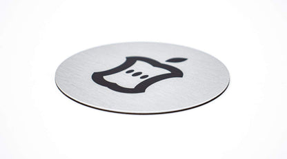 Metal Compost Sign | 2” Round, Compost Bin Label for Waste Basket | Brushed Silver Aluminum with