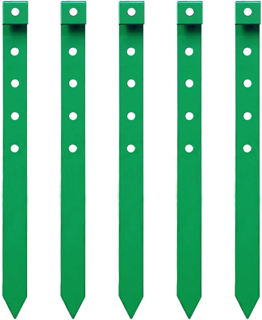 24Pcs Metal Garden Landscape Edging Stakes Green,10in anchoring Stakes Landscape Anchoring Spikes