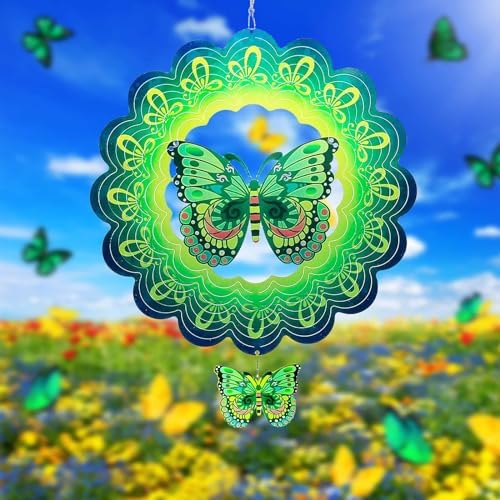 Butterfly Wind Spinner-3D Metal Hanging Wind Spinners, Perfect Ornament Gifts for Women/Men, 12