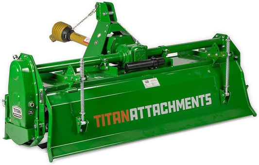 Titan Attachments 3 Point 60" Rotary Tiller Attachment, Fits Cat 1 Tractors, Green Finish, PTO