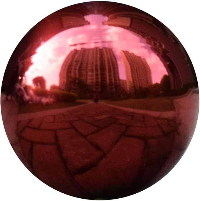 10 inch Diameter Red Gazing Ball,Red Stainless Steel Polished Reflective Smooth Garden Sphere Globe