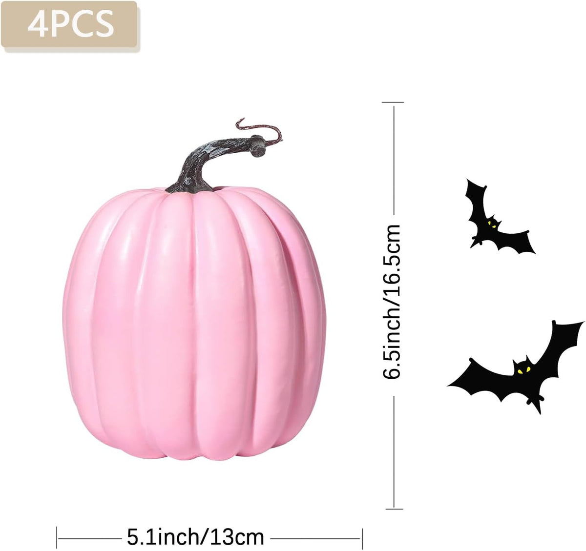 Artmag 6 Inch Large Artificial Pink Pumpkins, 4PCS Faux Foam Harvest Pumpkins for Fall Autumn