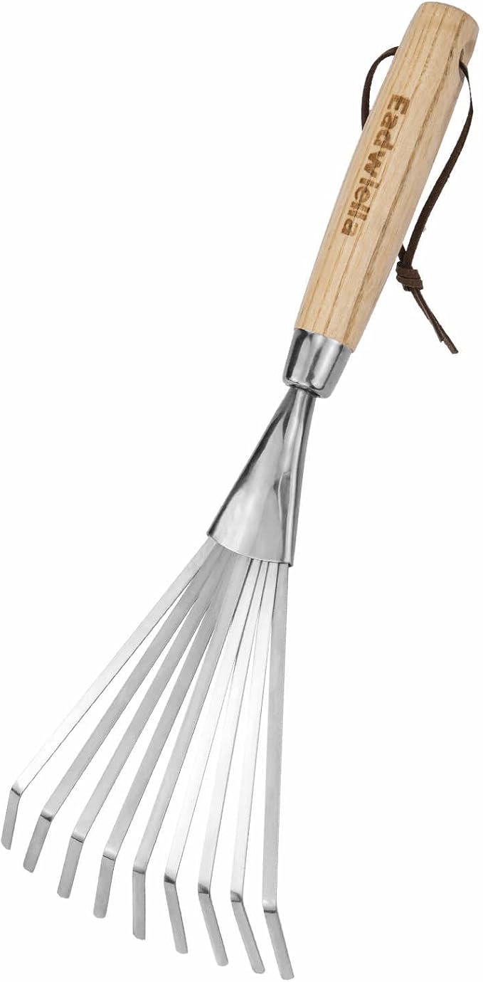 Hand Cultivator with 9-Teeth Rake - 14.4 Inch for Garden Bed Cultivating Soil, Weeding, Raking