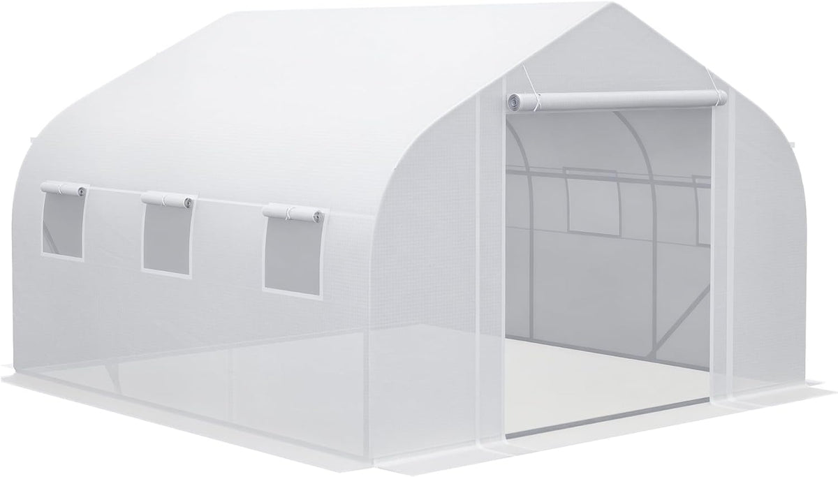 Outsunny 11.5' x 10' x 6.5' Walk-in Greenhouse, Tunnel Green House with Zippered Mesh Door and 6