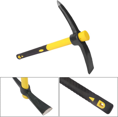 3 Packs 15 Inch Garden Pick Axes with Fiberglass Handle，Hand Pickaxe, Cast Steel of Pick Axes Head