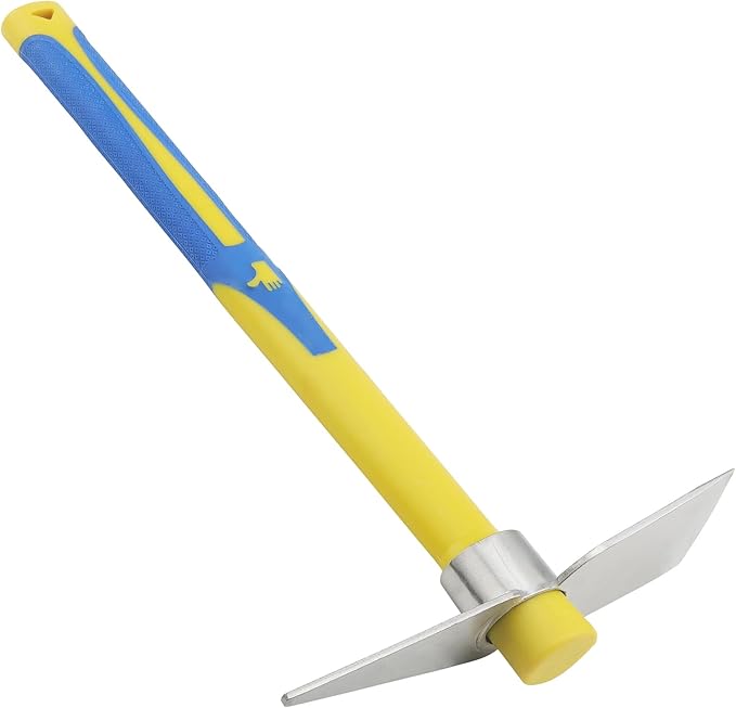 2 PCS Garden Hoe Tools, Stainless Steel Cultivator Hand Tiller and Hand Pick Axe with Fiberglass