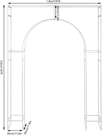 Wedding Arch Backdrop Stand, White Double Square Arch Backdrop Stand for Ceremony, 7.87ft Tall