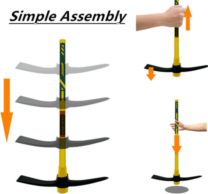 GloriousAMC Heavy Duty Mattock, 36" Fiberglass Handle, Yellow, Steel, Multipurpose Garden Tool