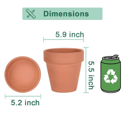 vensovo 6 Inch Terracotta & Clay Pots for Plant with Saucer, 4 Pack