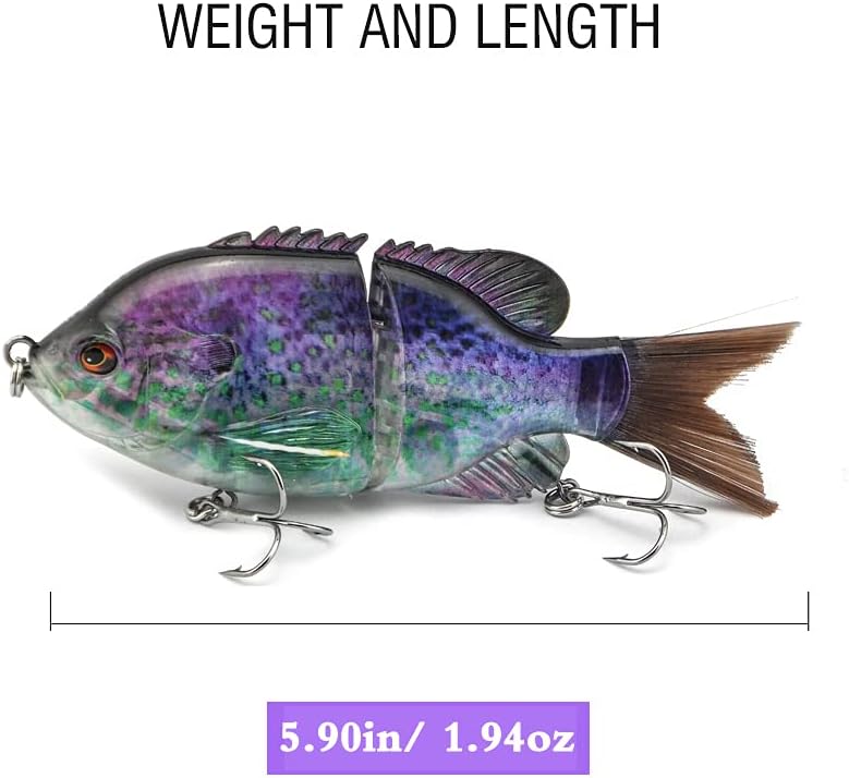 5.9in Multi Jointed Swimbait Fishing Lures Bait,2 Segment Big Giant Sinking Fishing Bass