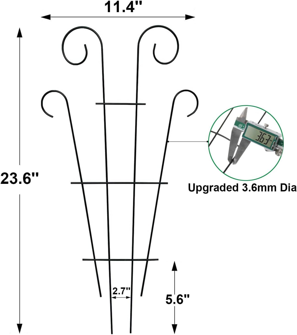 4 Pack 23'' Metal Garden Trellis for Climbing Plants Outdoor, Indoor Plant Trellis Support for