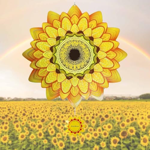 Sunflower Wind Spinner-3D Metal Hanging Wind Spinners, Perfect Ornament Gifts for Women/Men, 12