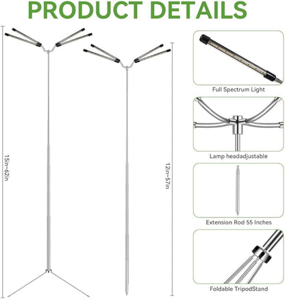 Grow Lights for Indoor Plants Full Spectrum,15-62 Inches Height Adjustable Dsektop and Standing