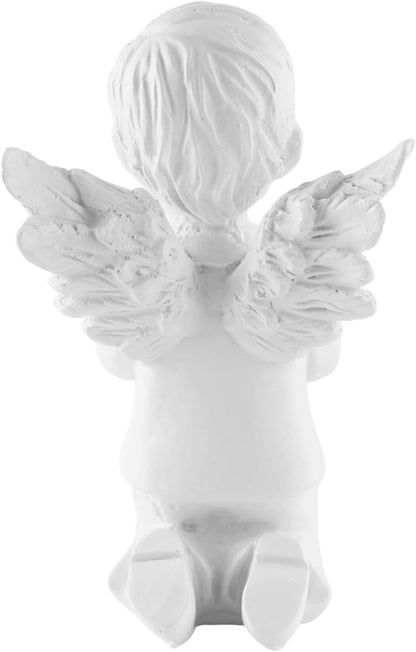 White Kneeling Praying Angel Statues, Handmade Resin Craft Home Decor, Indoor & Outdoor Angel