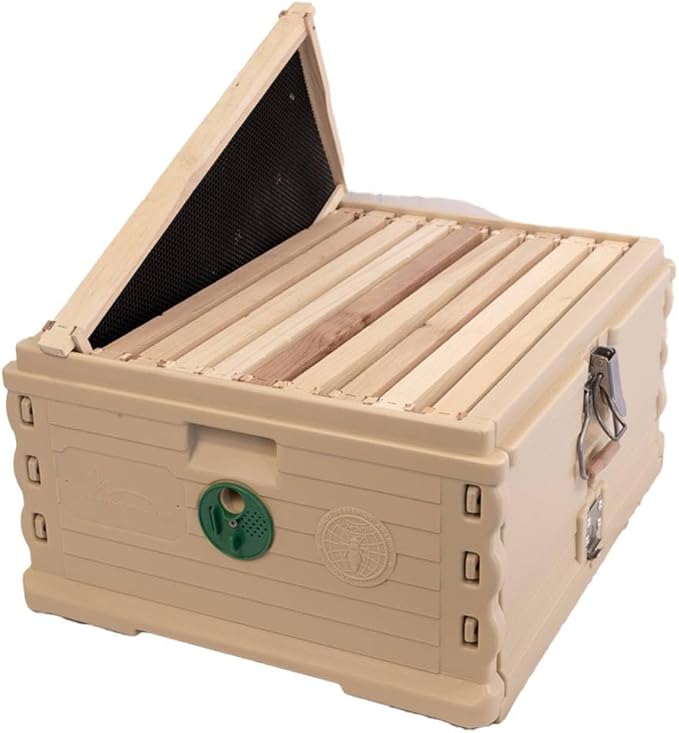Apimaye Insulated Deep Super with 10 Wood Frames with Premier Double Waxed Foundation. (Tan Body