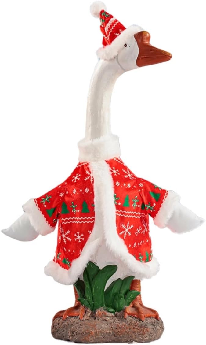 Christmas Porch Goose Outfit - 23" Goose Costume Festive Outfit for Cement Plastic Porch Goose