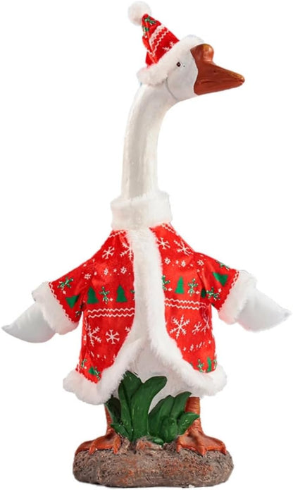 Christmas Porch Goose Outfit - 23" Goose Costume Festive Outfit for Cement Plastic Porch Goose