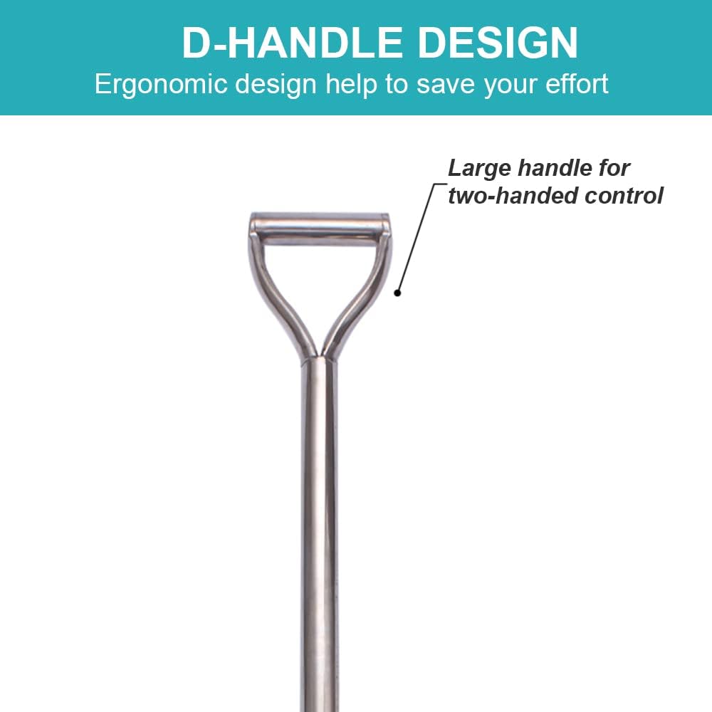 31.5 Inch Flat Head Garden Shovel, D Handle Square Flat Spade Shovel for Gardening, All Stainless