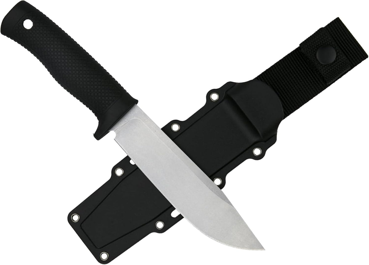 Tactical Fixed Blade Knife, 5.87 inch Blade, 4.65 inch Kray-Ex Handle, Stonewashed 420 Stainless