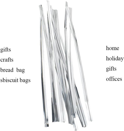 HAHIYO 300Pcs 6inches Silver Metal Twist Ties Bread Candy Coffee Bag Ties Plant Garden Twist Ties