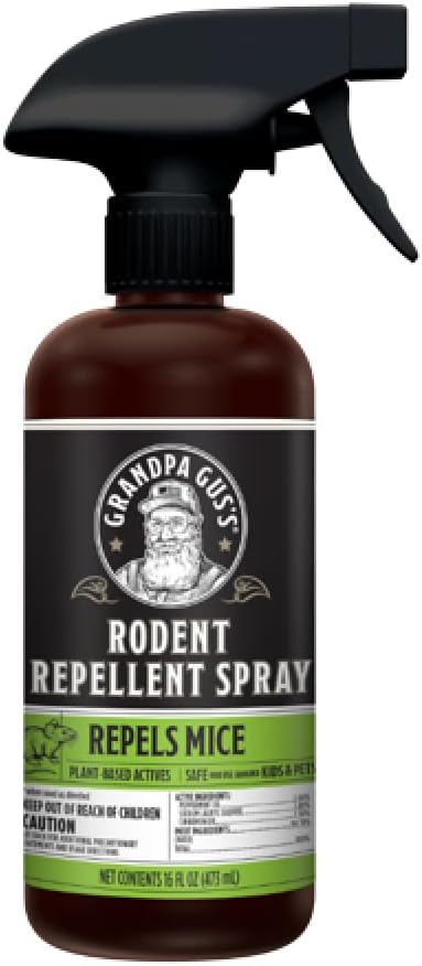 Grandpa Gus's Rodent Repellent Spray, Peppermint & Cinnamon Oil, Prevents Mouse/Rats from Nesting &