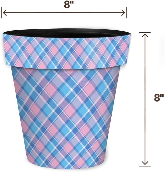 Briarwood Lane Pink and Blue Plaid Small Planter