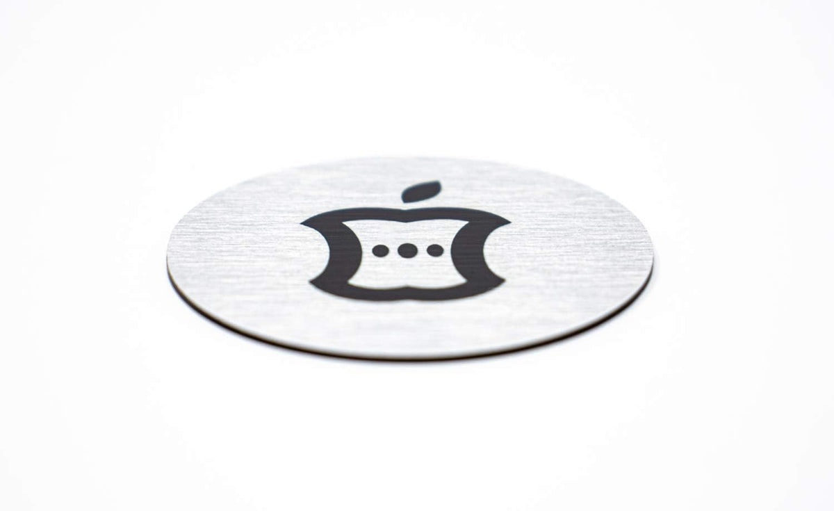 Metal Compost Sign | 2” Round, Compost Bin Label for Waste Basket | Brushed Silver Aluminum with
