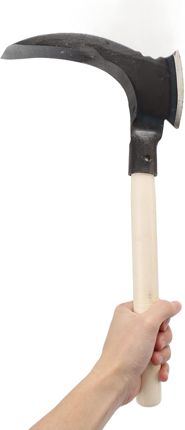 Weeding Sickle, High Manganese Steel Double Sickle Gardening Multipurpose Manual Agricultural