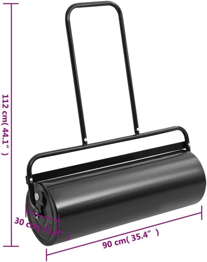 Garden Lawn Roller with Handle for Lawn Garden Yard, Grass Aerator, Yard Roller Black 16.6 gal Iron