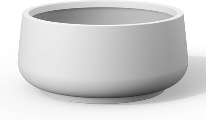 Kante 16.1" Dia Round Curvy Concrete Planter, Large Plant Pots with Drainage Hole and Rubber Plug