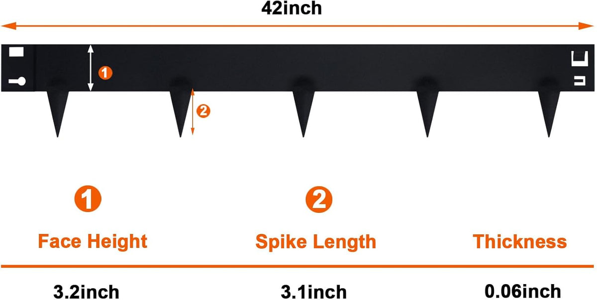 Metal Landscape Edging 42 Inch Strips, Steel Landscape Edging 6.3 Inch Depth, 6 Pack Hammer in
