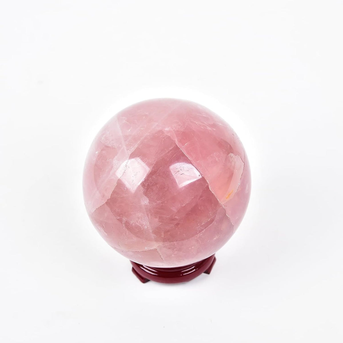 JIC Gem Natural Pink Rose Quartz Ball Sphere with Base,Class 1,3.5-3.9 Inch
