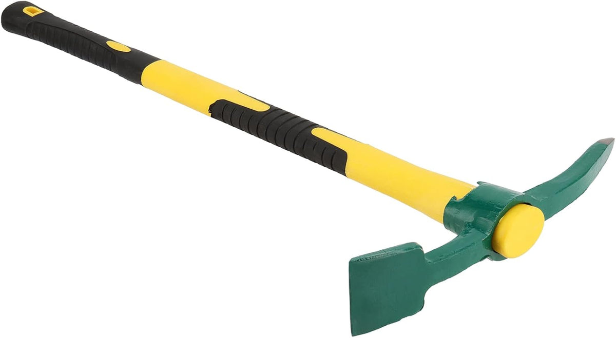 24 Inch Pick Mattock Hoe, Forged Weeding Mattock Pick Axe with Fiberglass Handle, Heavy Duty Garden
