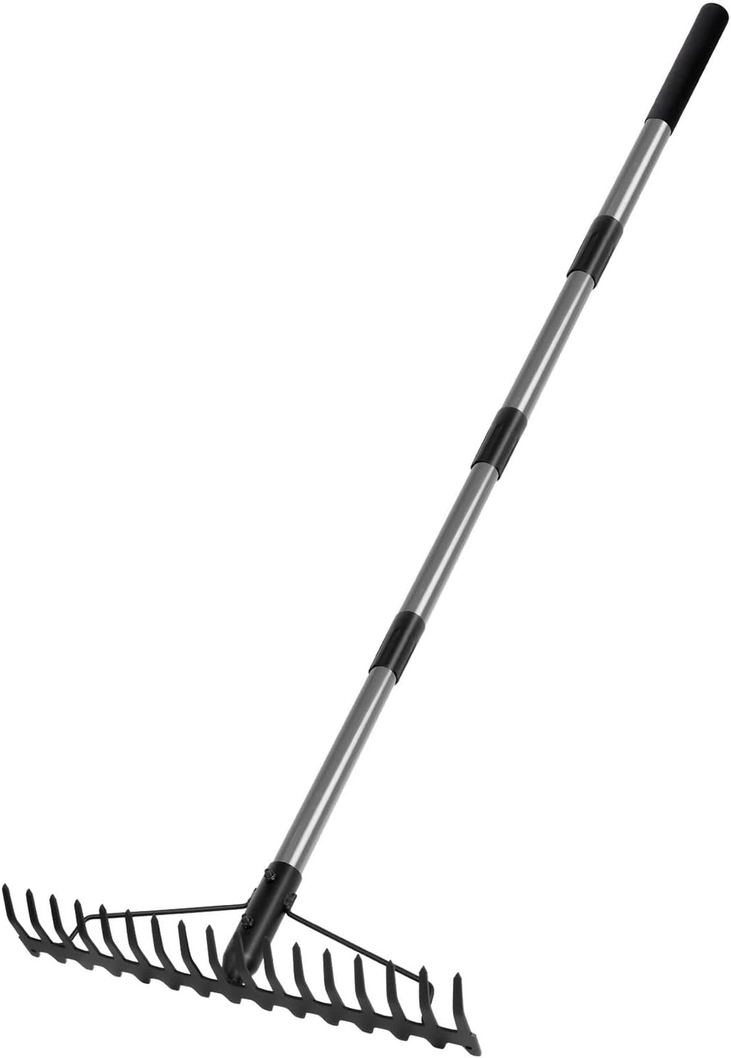 Walensee 5.4FT Bow Rake Heavy Duty Garden Rake with Stainless Steel Handle, 17 Steel Tines Garden