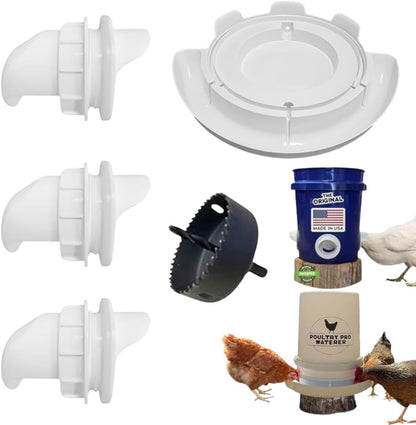 DIY Port PVC Gravity Fed Chicken Feeder 3 Ports and Hole Saw | Use for Buckets, Barrels, Bins