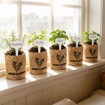 Indoor Herb Garden Kit – Complete Starter Growing Set with Planter Bags, Soil Discs & Tools | Easy