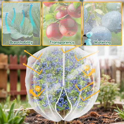 2 Pack Fruit Tree Netting Covers with Zipper & Drawstring – Ultra Fine Mesh Plant Protection Bags
