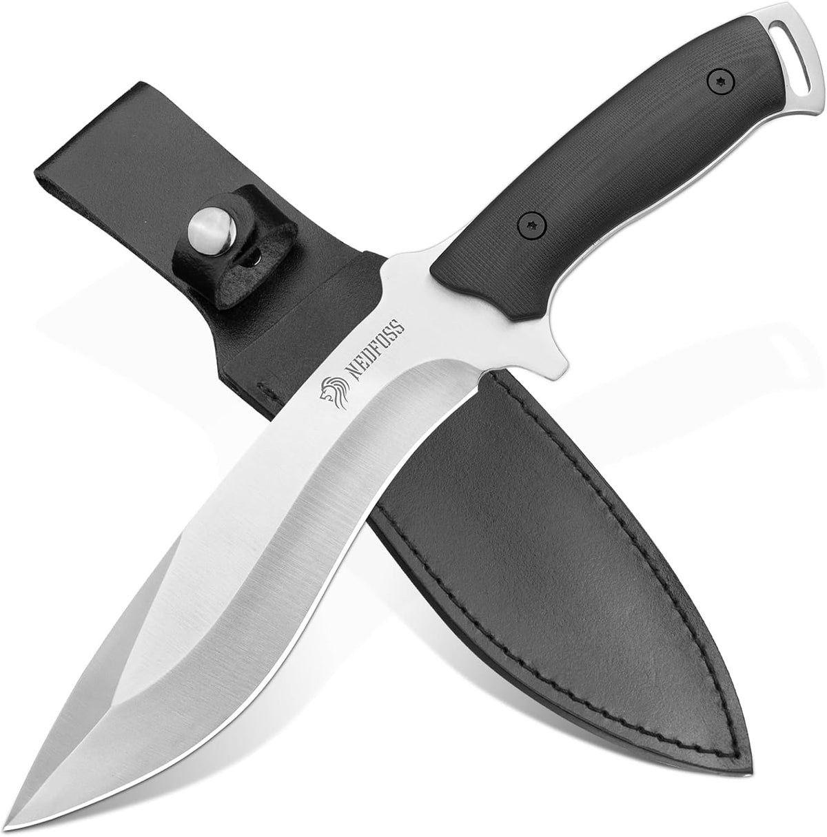 NedFoss Kukri Knife, Full Tang Hunting Knife with Sheath, 6" AUS-8 Steel Fixed Blade, 0.23"