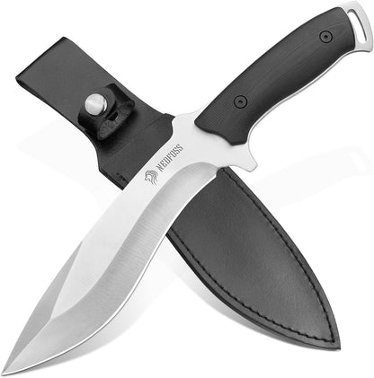 NedFoss Kukri Knife, Full Tang Hunting Knife with Sheath, 6" AUS-8 Steel Fixed Blade, 0.23"