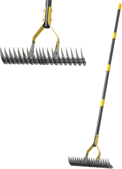 Thatch Rake,Cold-Pressed Steel Dethatcher Rake - 56 inch Adjustable Handle, Ergonomic Grip