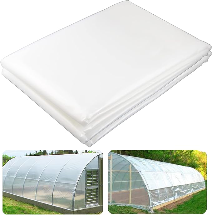 Yowlieu 10' x 26' Clear Greenhouse Plastic Sheeting, 6 Mil UV Resistant Polyethylene Greenhouse