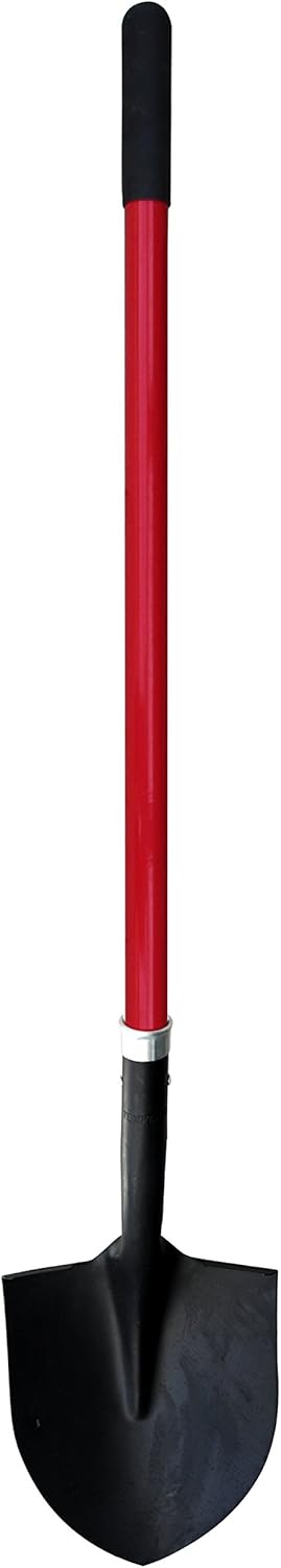 TABOR TOOLS Shovel with Rounded Blade and Long Straight 45 Inch Fiberglass Handle, Digging Spade.