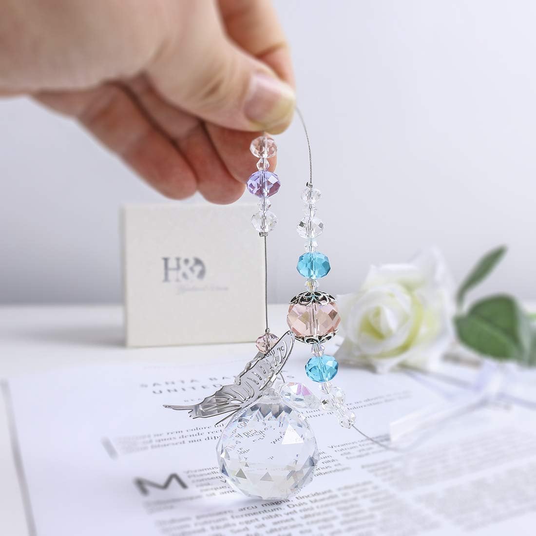 H&D HYALINE & DORA 30mm Handmade Butterfly Crystal Ball Prism Rainbow Maker Hanging Suncatcher Home