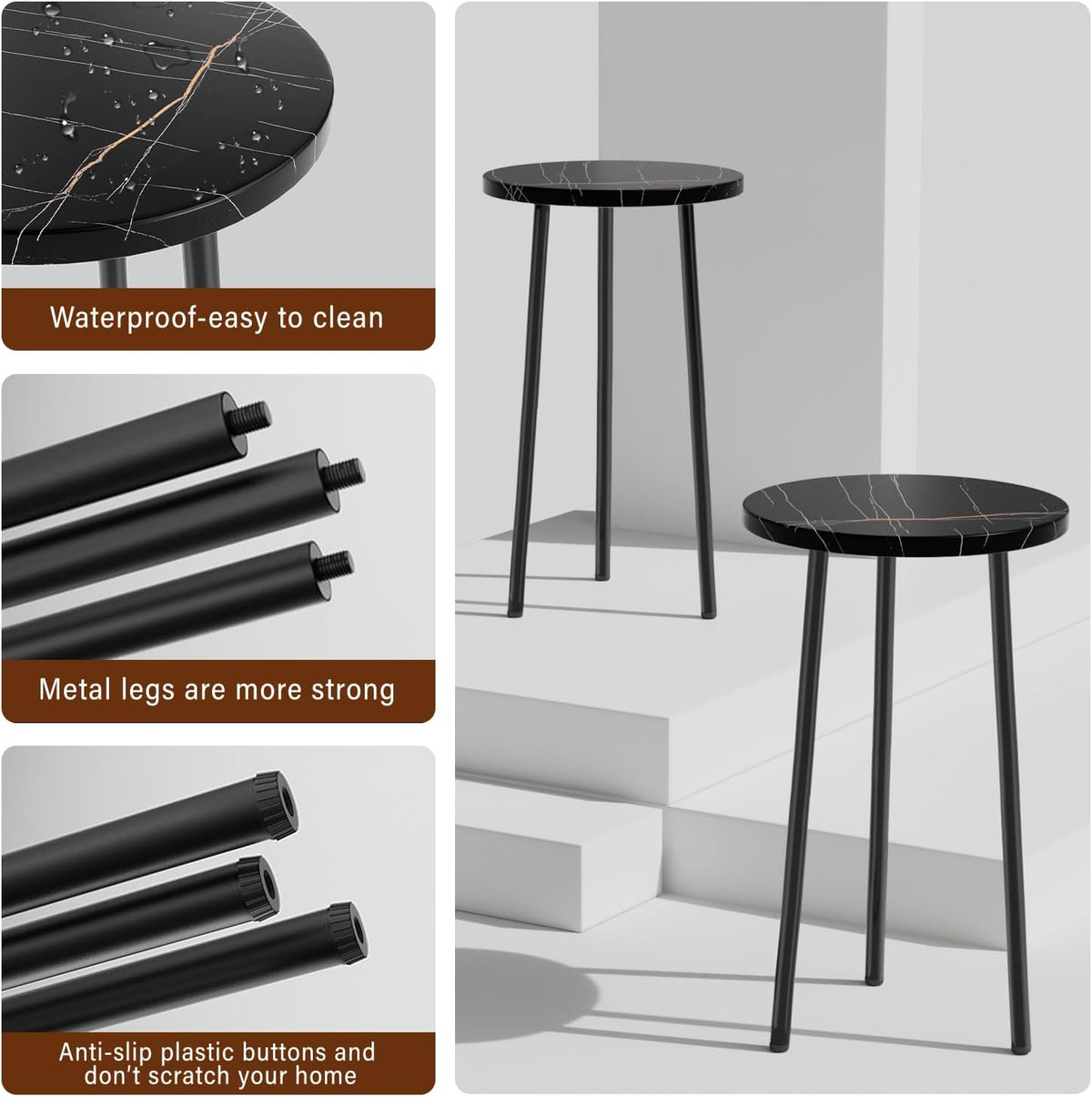 Plant Stand Indoor 2 Pack: Corner Wood 20 Inch Plant Stand Mid Century Modern Decor - Small Round