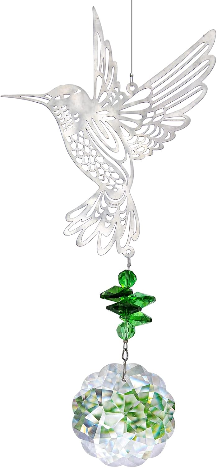 H&D HYALINE & DORA Glass Crystal Flower Prism Rainbow Maker Hummingbird Hanging Window Sun Catcher