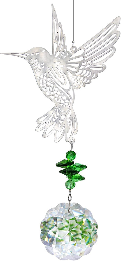 H&D HYALINE & DORA Glass Crystal Flower Prism Rainbow Maker Hummingbird Hanging Window Sun Catcher