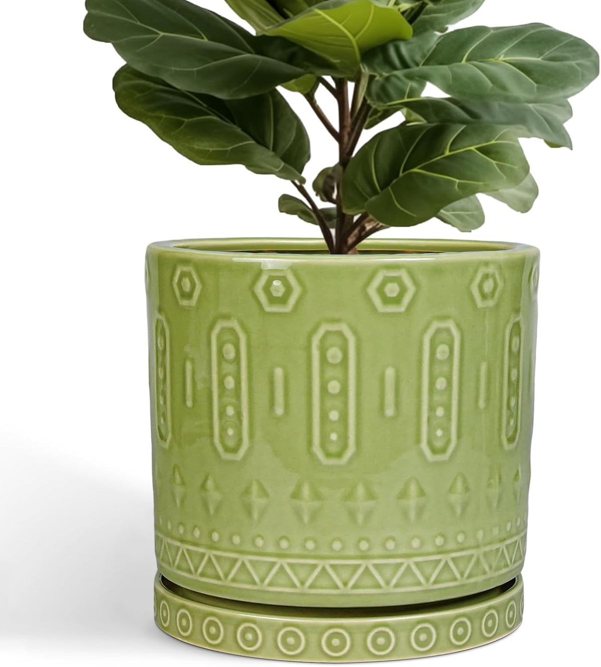 Ceramic Planter - 12 Inch Pots for Plants Indoor Outdoor, Round Large Flower Pots with Drainage