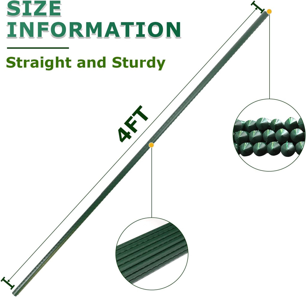25pcs Steel Plant Stakes 4 Feet,Sturdy Plant Sticks, Plastic Coated Metal Garden Stakes Supports